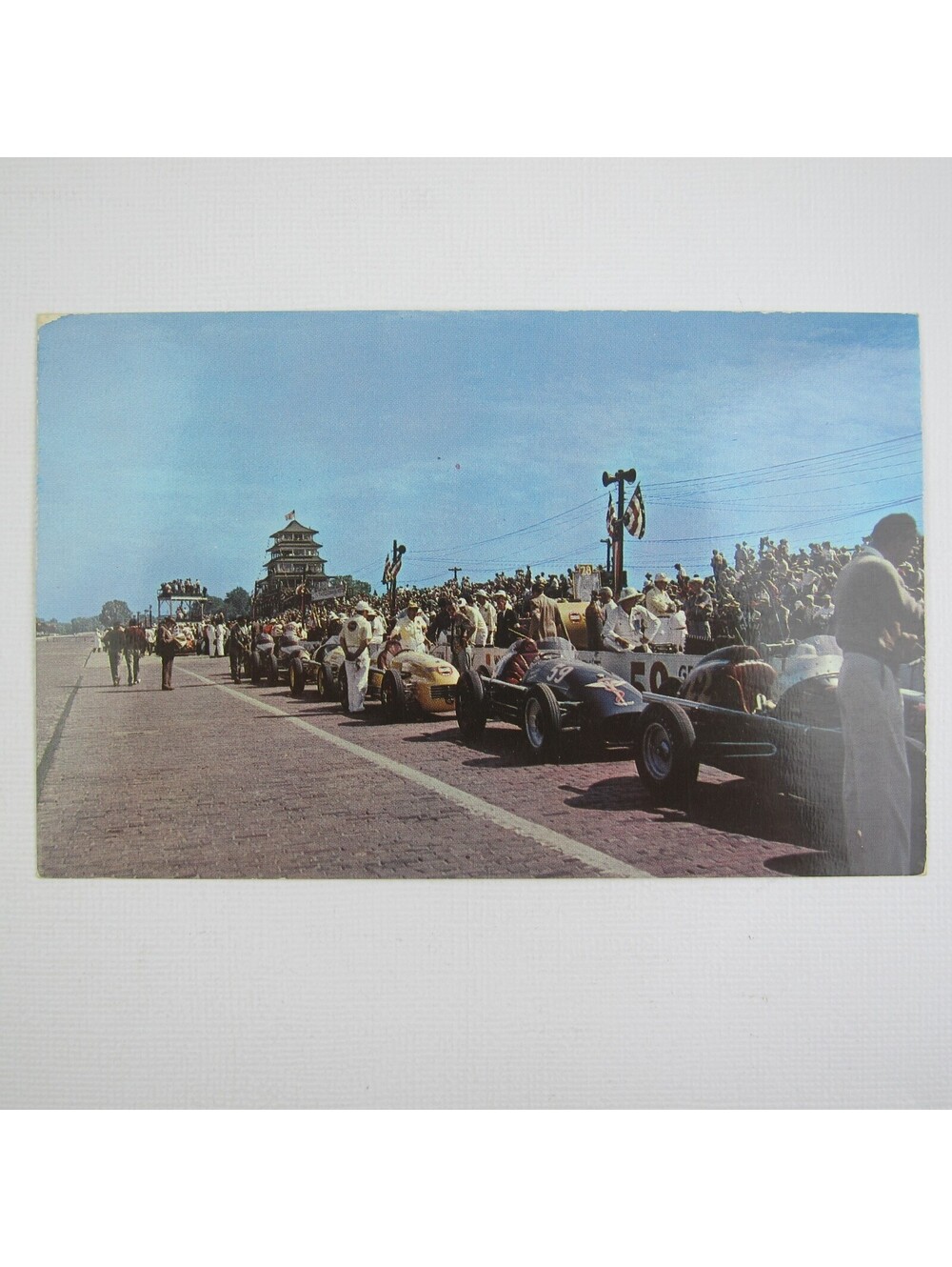 Indy 500 Pit Area Postcard Vintage 1950s Indianapolis Motor Speedway UNPOSTED